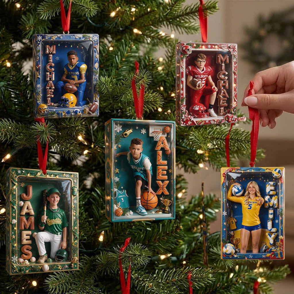 Personalized Christmas Youth American Football Player Ornament