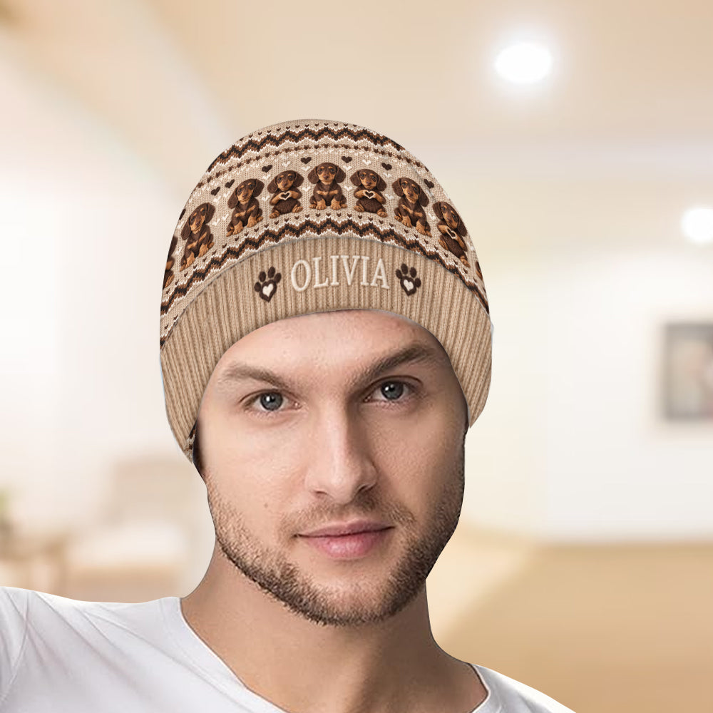 Personalized Siberian Husky Beanie Hat Dog Lover Winter Gift