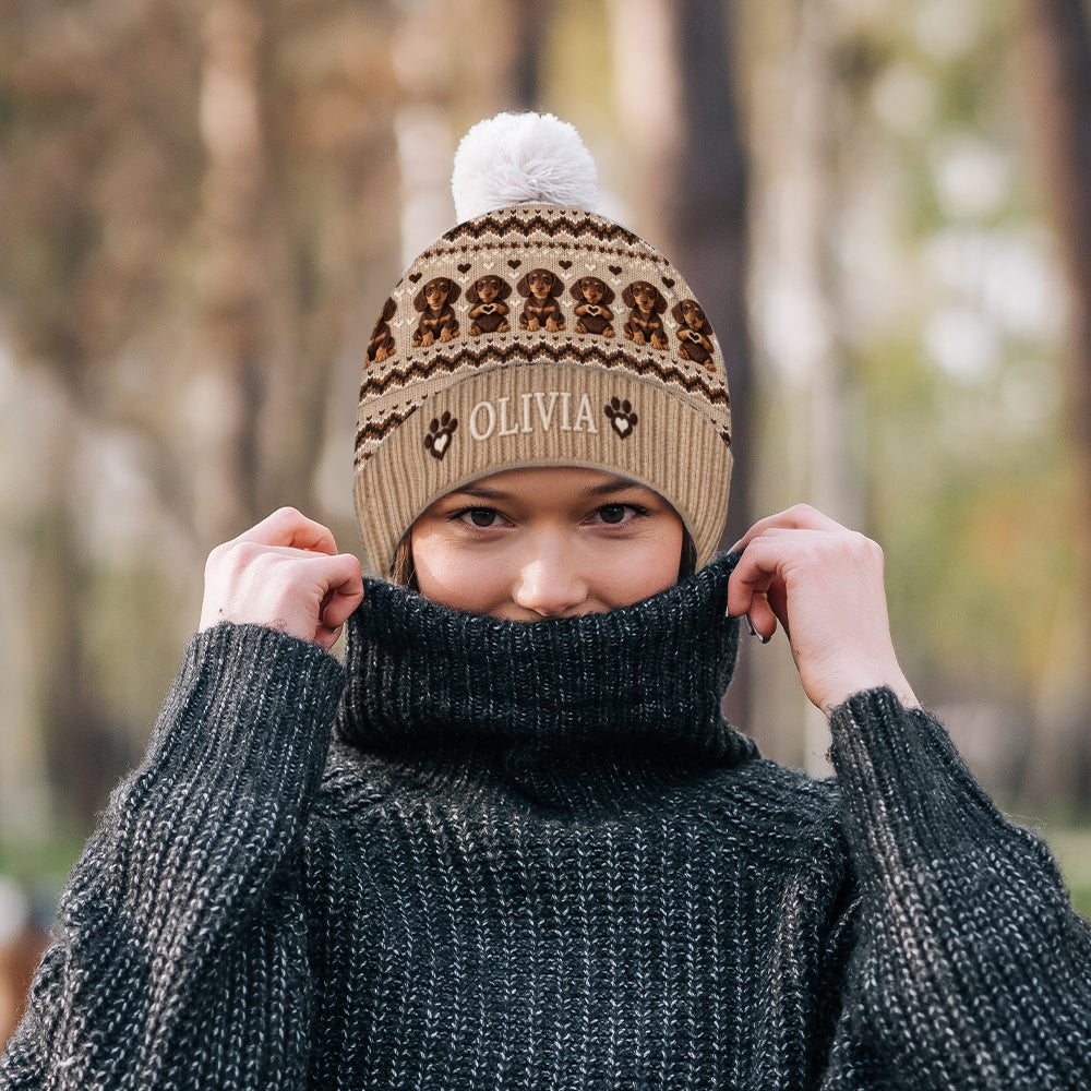 Personalized Tan and White Adult Shiba Inu Beanie Hat Dog Lover Gift
