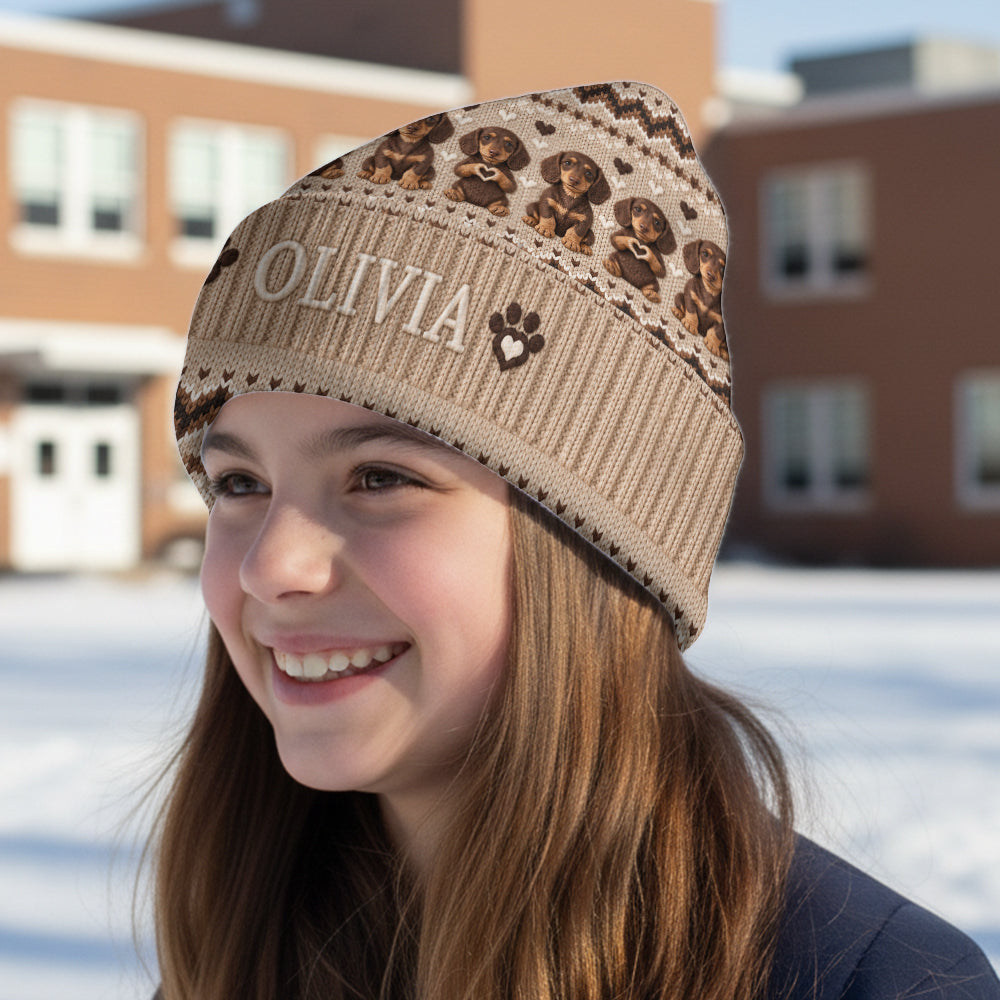 Personalized Black and Tan Adult German Shepherd Beanie Hat Dog Lover Gift