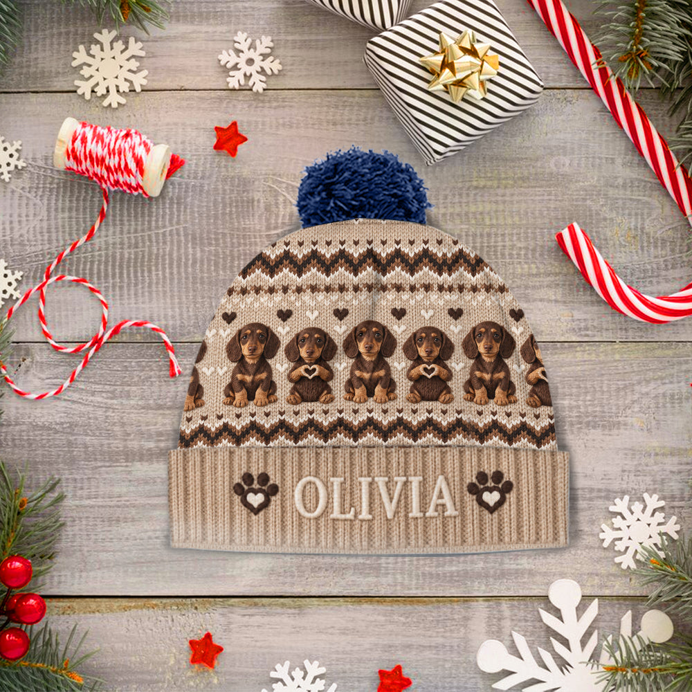 Personalized French Bulldog Beanie Hat Custom Dog Lover Winter Gift