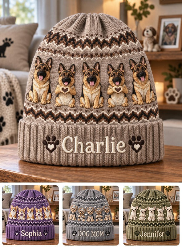 Personalized Black and Tan Adult German Shepherd Beanie Hat Dog Lover Gift
