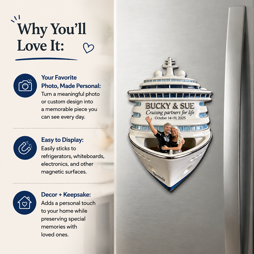 Personalized Older Couple Cruise Fridge Magnet Travel Keepsake Gift