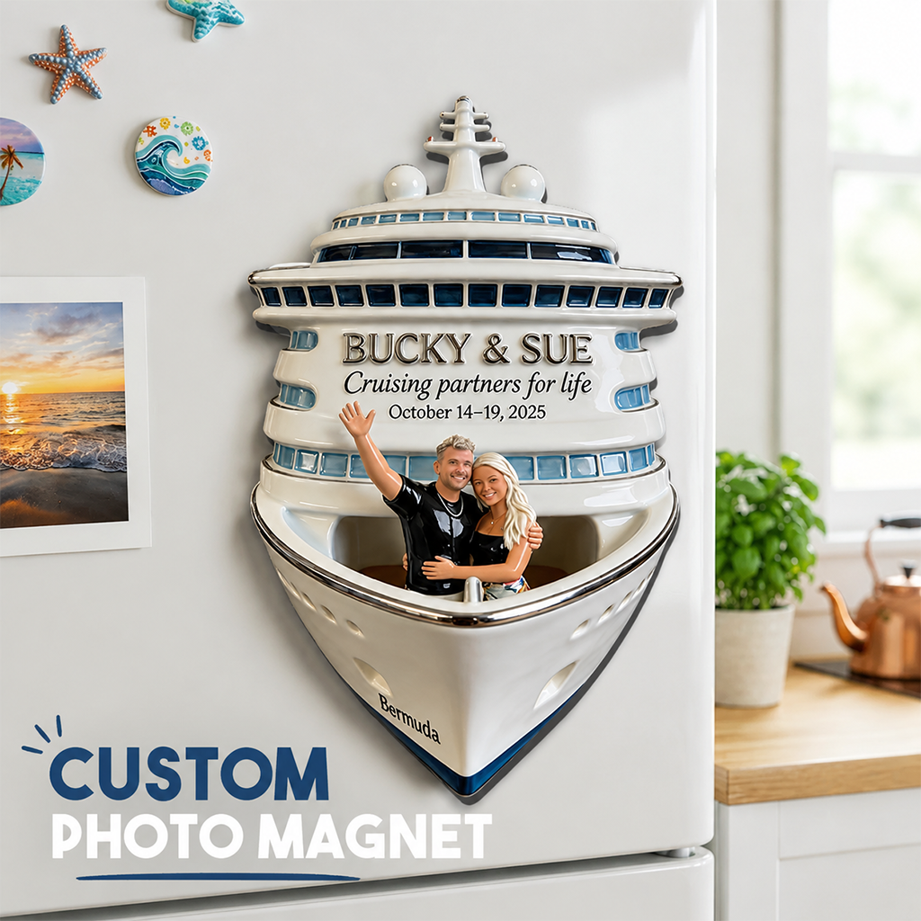 Personalized Black Gay Couple Cruise Fridge Magnet LGBT Keepsake