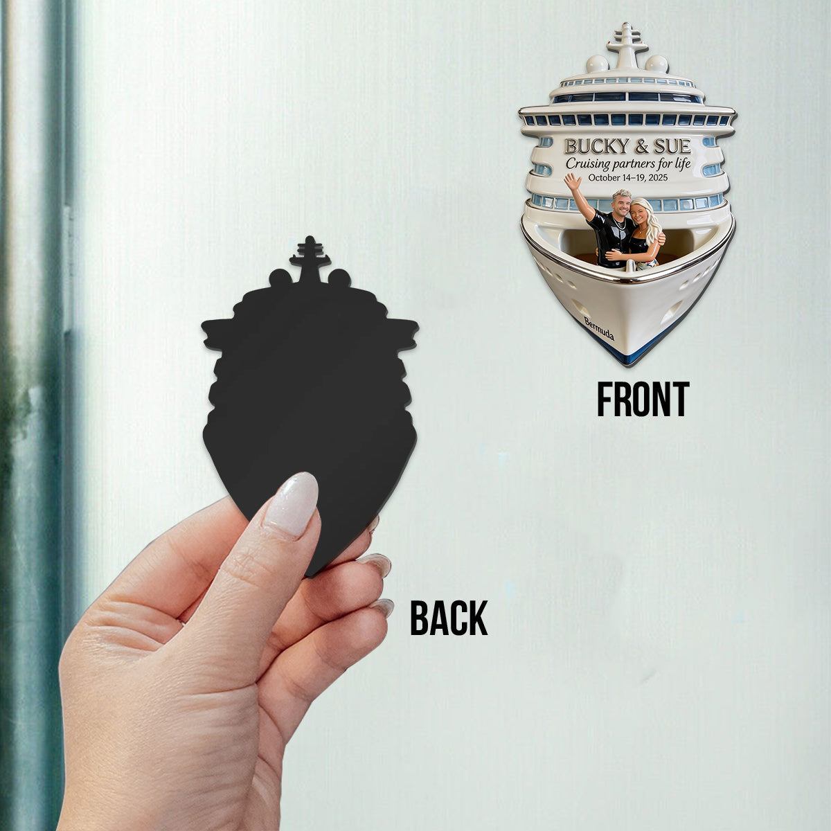 Personalized Middle-Aged Couple Cruise Fridge Magnet Vacation Memory Keepsake