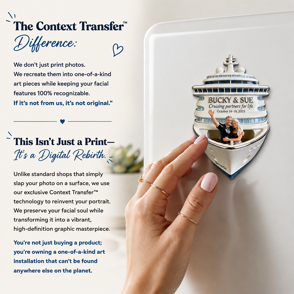 Personalized Middle-Aged Latino Couple Cruise Magnet, Custom Cruising Keepsake Gift