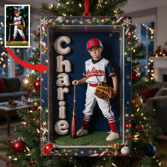 Personalized Christmas Youth Baseball Player Ornament, Little League Gift