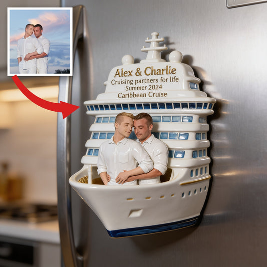 Personalized Gay Couple Cruise Fridge Magnet LGBT Travel Memory Gift