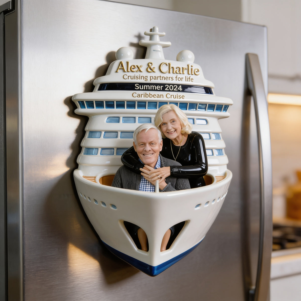 Personalized Older Couple Cruise Fridge Magnet Travel Keepsake Gift