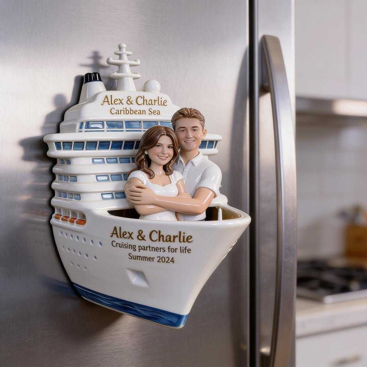 Personalized Couple Cruise Fridge Magnet Husband Wife Travel Keepsake Gift
