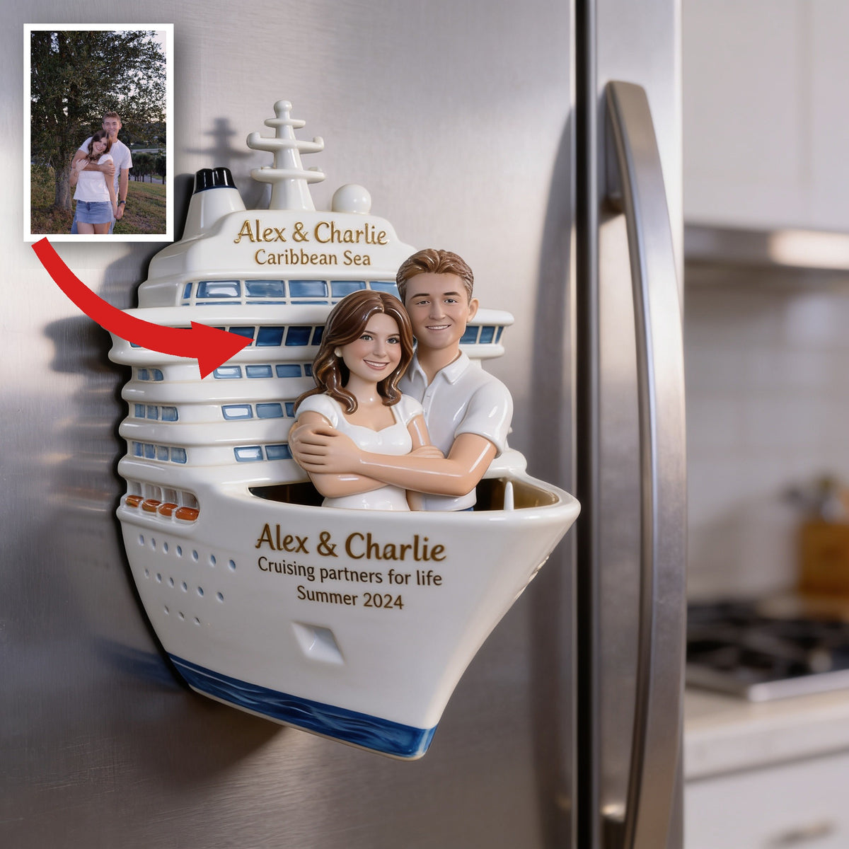 Personalized Couple Cruise Fridge Magnet Husband Wife Travel Keepsake Gift