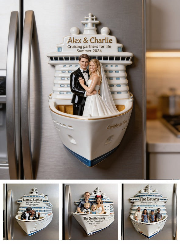 Personalized Wedding Couple Cruise Fridge Magnet, Wedding Keepsake Gift