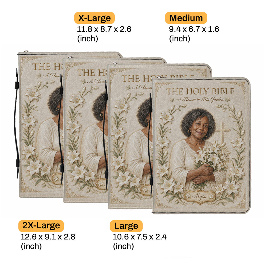 Personalized Middle-Aged Black Woman Christian Leather Bible Cover Bag Gift