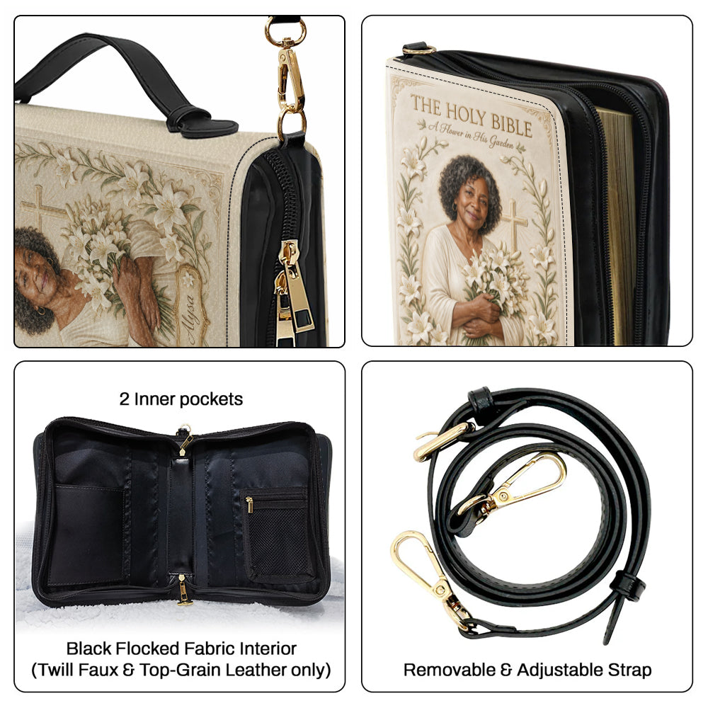 Personalized Middle-Aged Woman Christian Leather Bible Cover Bag, Gift for Mom Grandma Wife