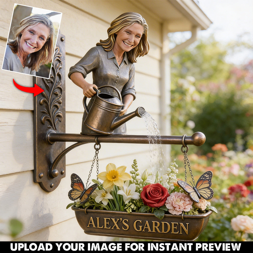 Custom Photo Black Woman Gardener Wooden Wall Mount Garden Sign Home Decor