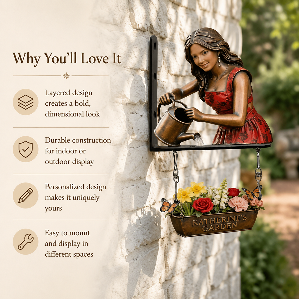 Custom Photo Older Black Woman Gardening Wooden Wall Mount Sign Garden Decor Gift