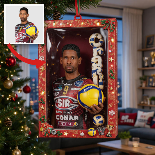 Personalized Black Man Volleyball Player Christmas Ornament