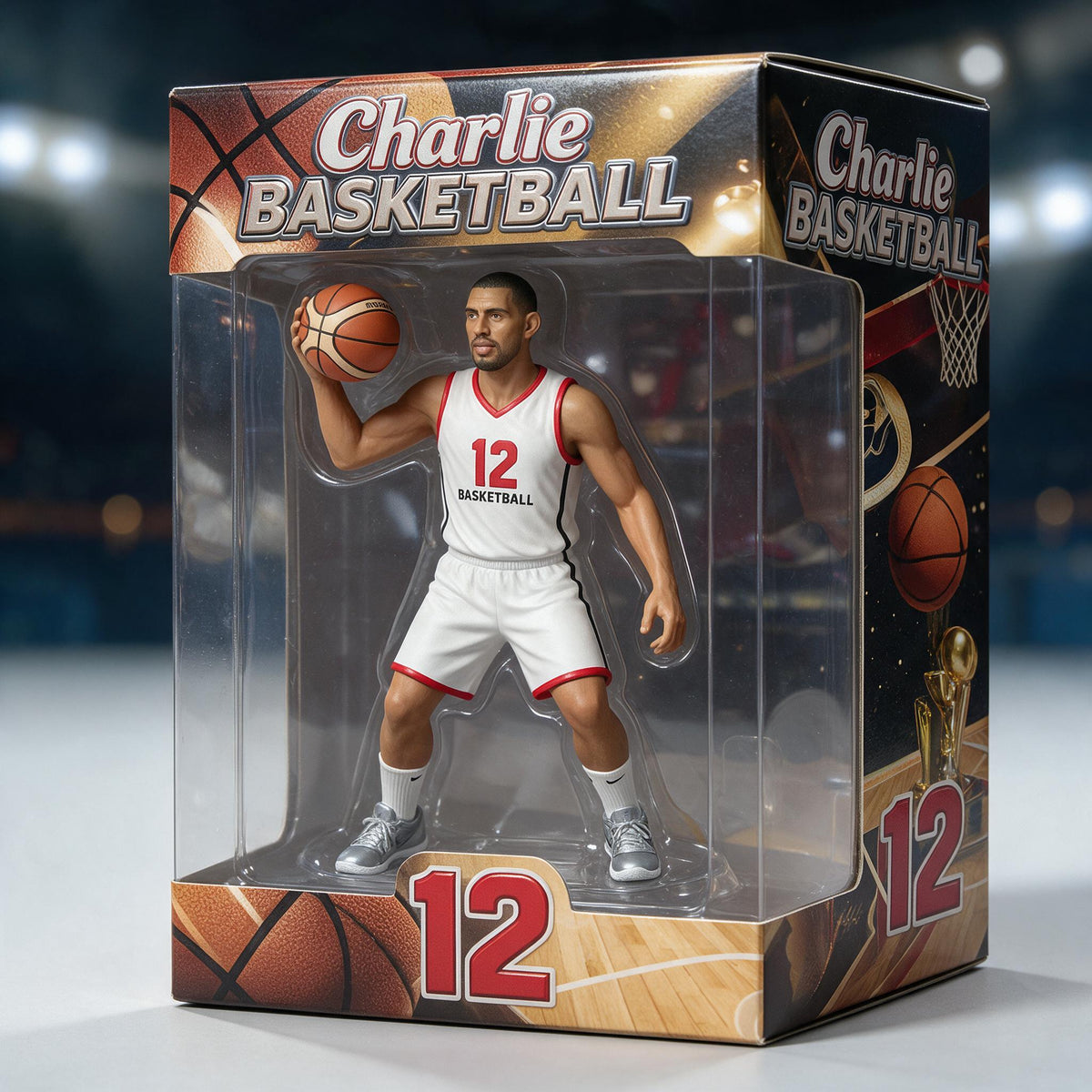 Personalized Latino Man Basketball Player 3D Acrylic Display Box