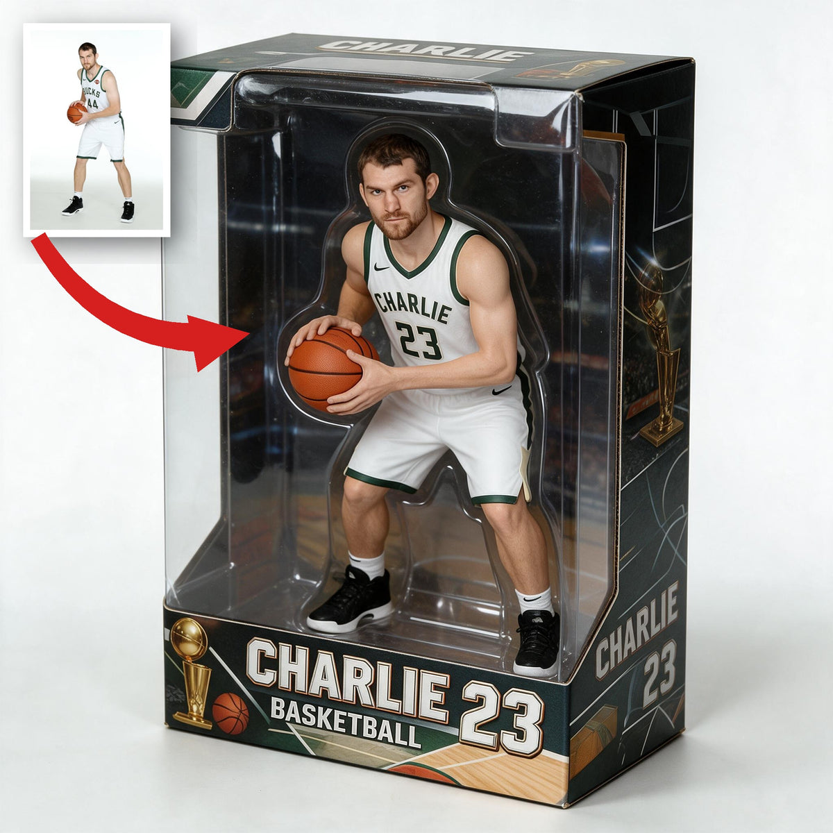 Personalized Man Basketball Player 3D Acrylic Display Box Sports Keepsake