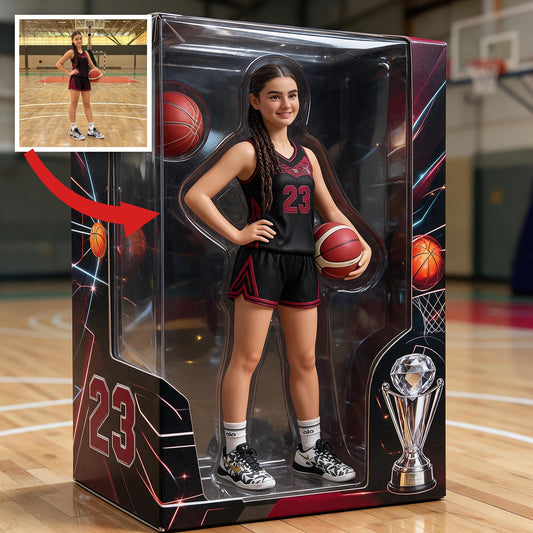 Personalized Latina Female Youth Basketball Player Acrylic Display Box Sports Keepsake