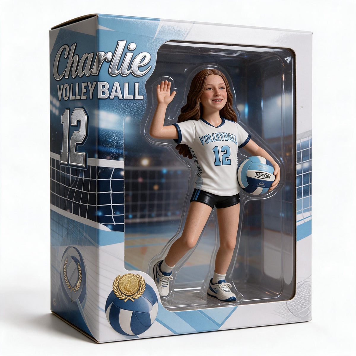 Personalized Female Youth Volleyball Player Acrylic Display Box Sports Keepsake