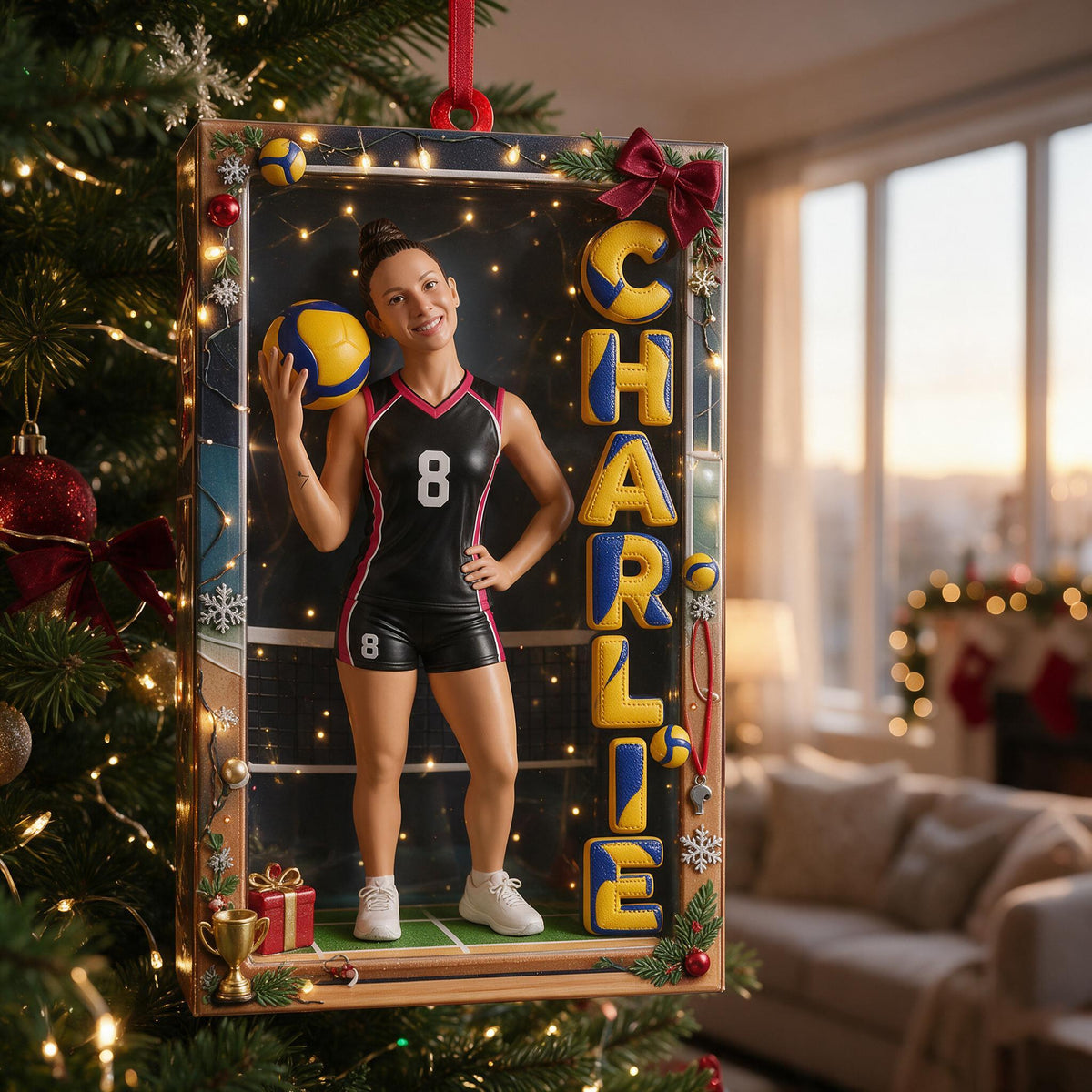 Personalized Christmas Latina Woman Volleyball Player Ornament, Volleyball Fan Gift