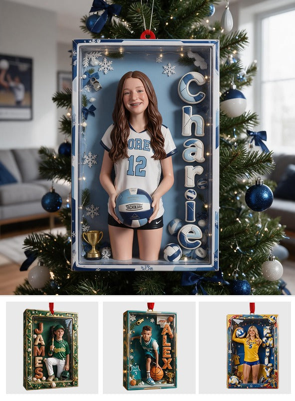 Personalized Female Youth Volleyball Player Christmas Ornament