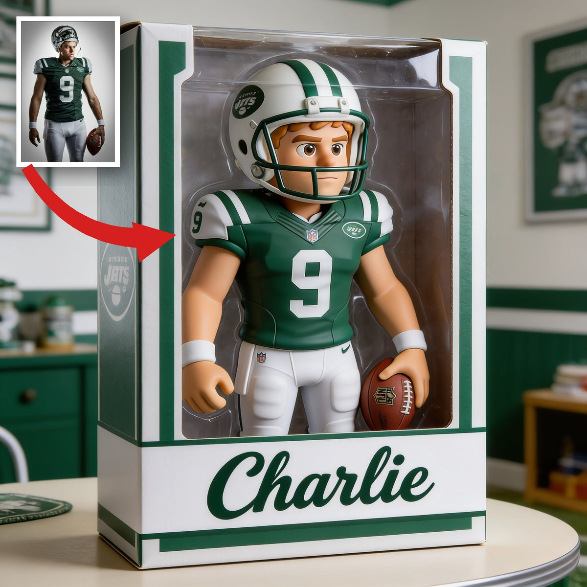 Personalized Adult American Football Player Custom Shaped Acrylic Plaque Fan Gift
