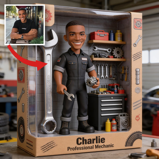 Personalized Black Man Mechanic Custom Shaped Acrylic Plaque Garage Decor Gift