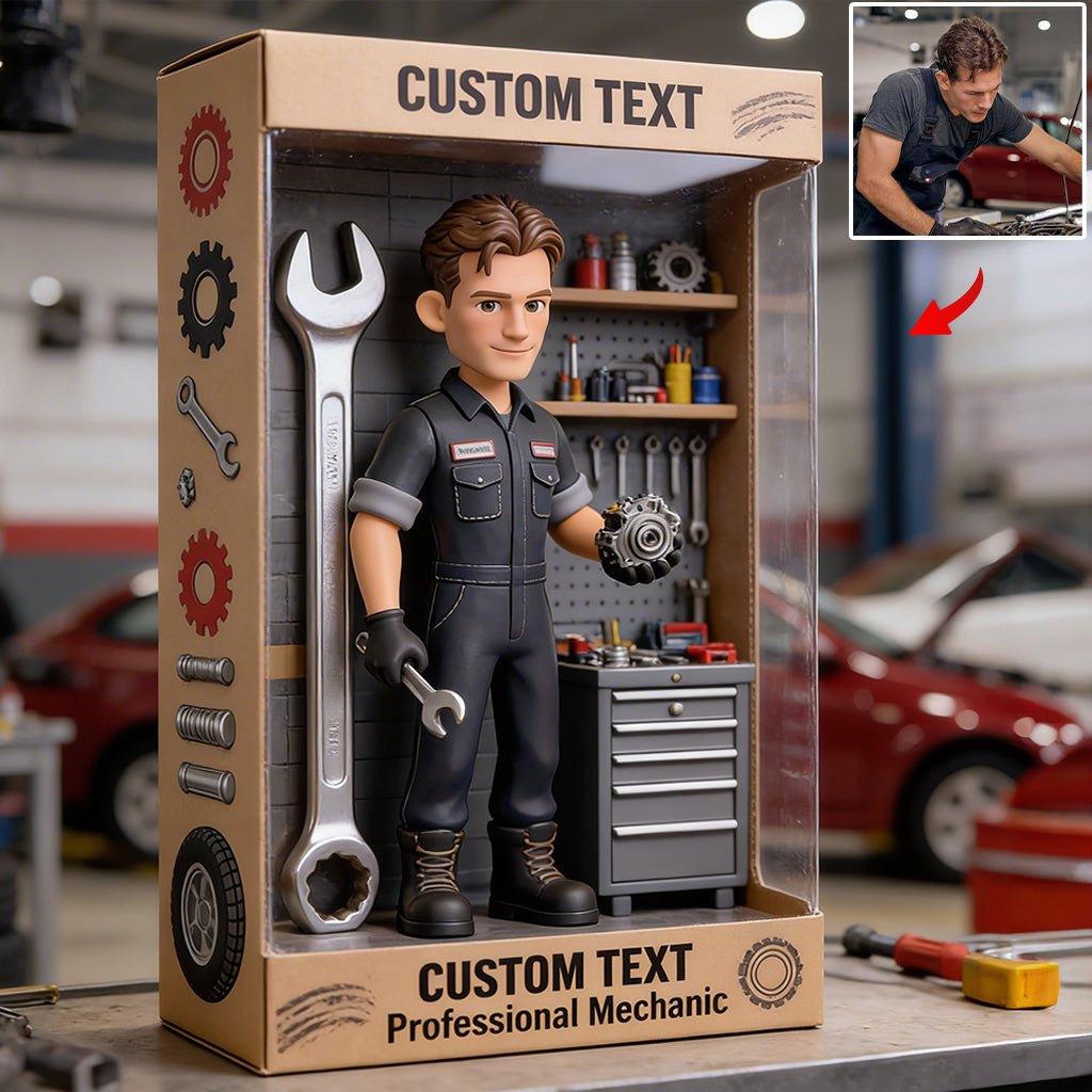 Personalized Middle-Aged Latino Man Mechanic Custom Shaped Acrylic Plaque Garage Decor
