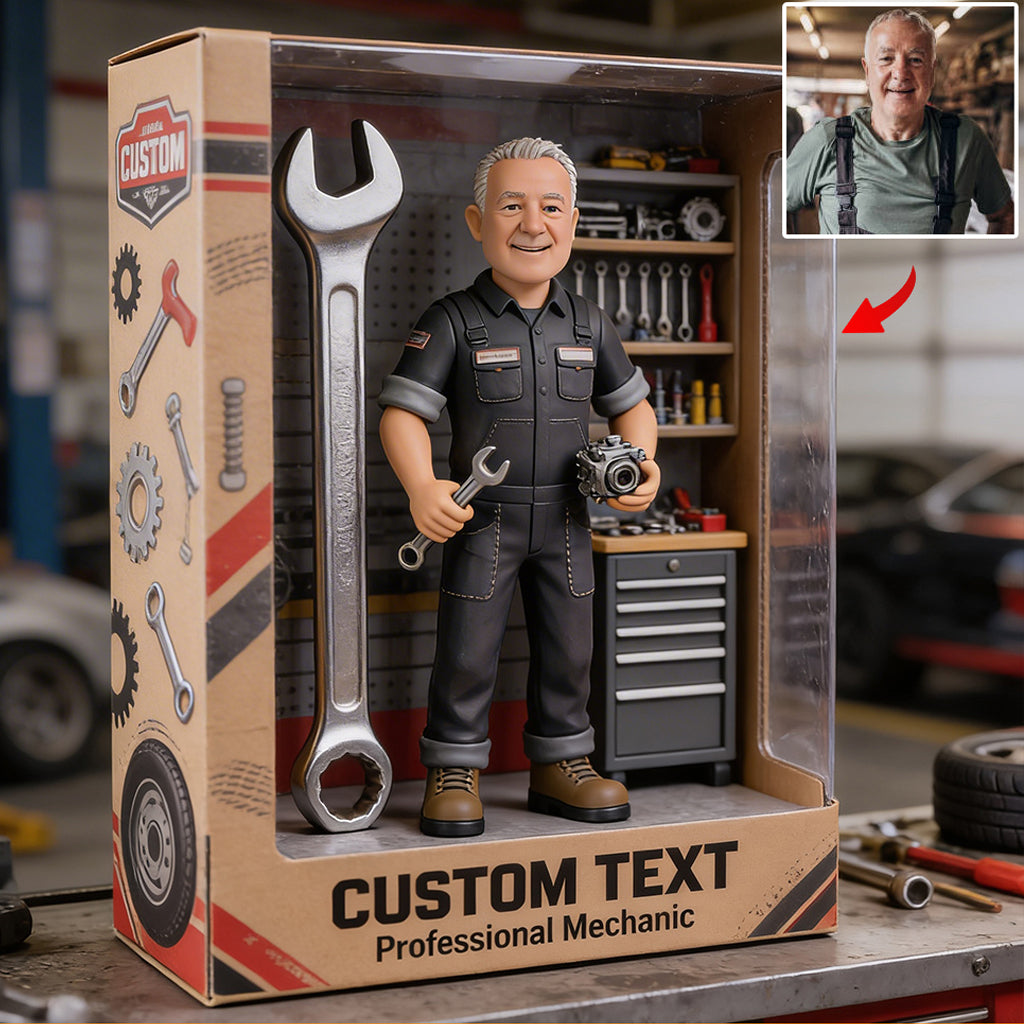 Personalized Middle-Aged Man Mechanic Custom Shaped Acrylic Plaque Garage Decor Gift