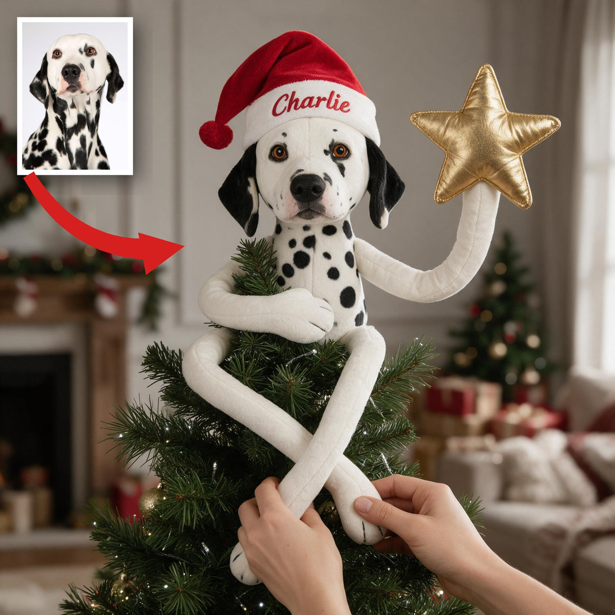 Personalized Christmas Black and White Dalmatian Posable Plush Doll