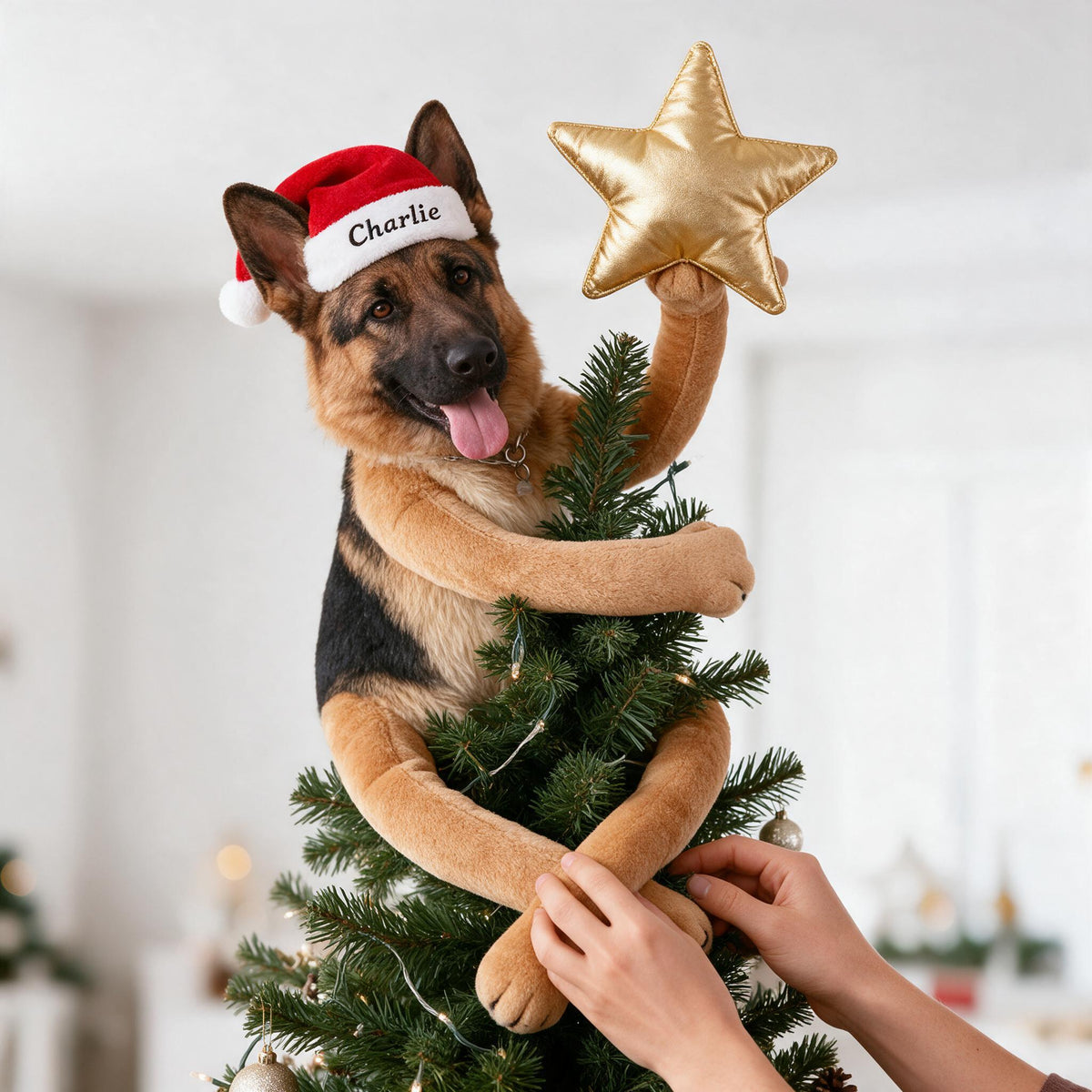 Personalized Christmas Black & Tan Adult German Shepherd Posable Plush Doll