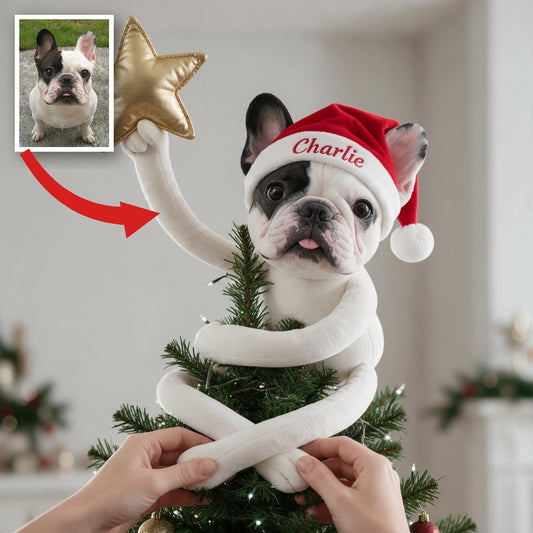 Personalized Christmas Black and White French Bulldog Posable Plush Doll