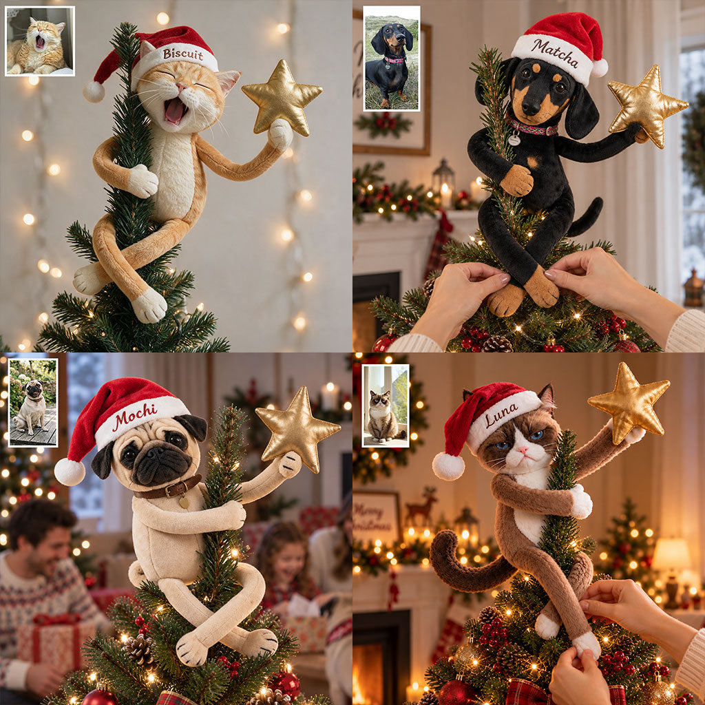 Personalized Christmas Yorkshire Terrier Posable Plush Doll Dog Gift