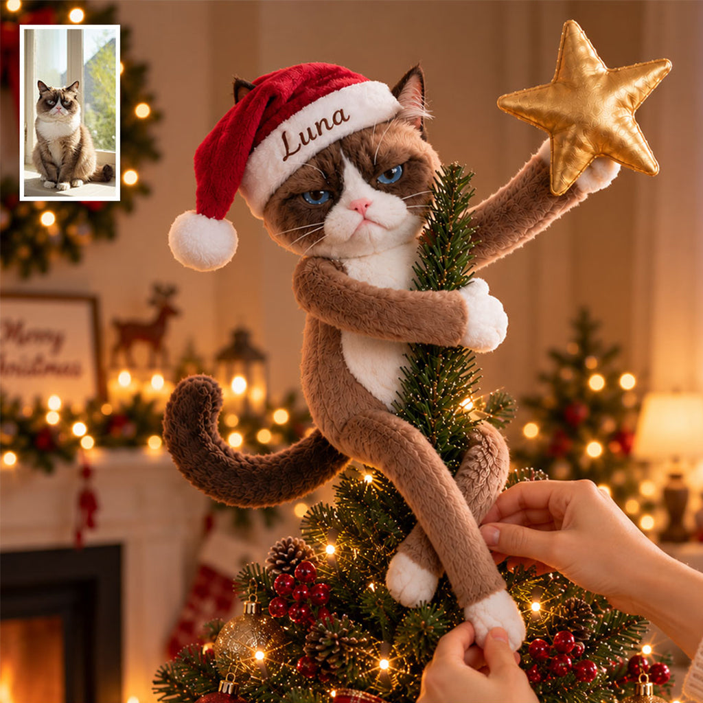 Personalized Christmas Border Collie Tuxedo Posable Plush Doll Tree Topper