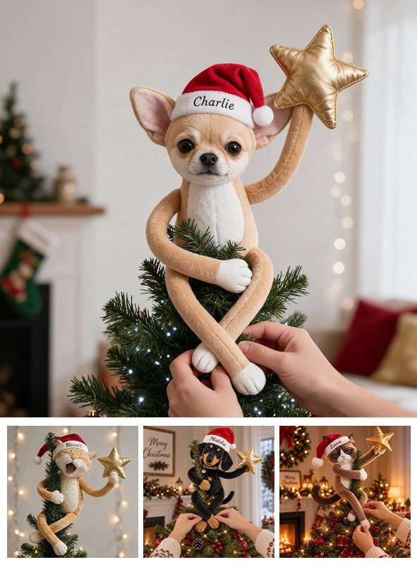 Personalized Christmas Fawn & White Chihuahua Puppy Posable Plush Doll