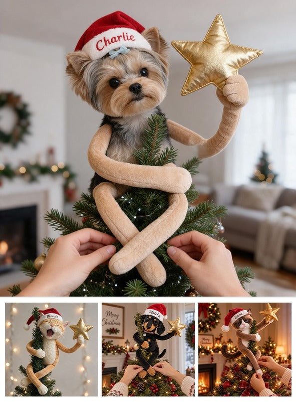 Personalized Christmas Yorkshire Terrier Posable Plush Doll Dog Gift