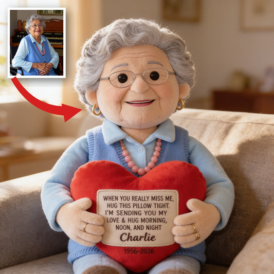 Personalized Older Latina Woman Grandma Memorial Faux Fur Shaped Pillow