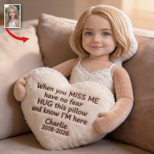 Personalized Little Girl Memorial Faux Fur Shaped Pillow