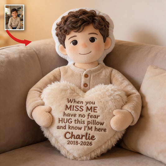 Personalized Latino Little Boy Memorial Faux Fur Shaped Pillow