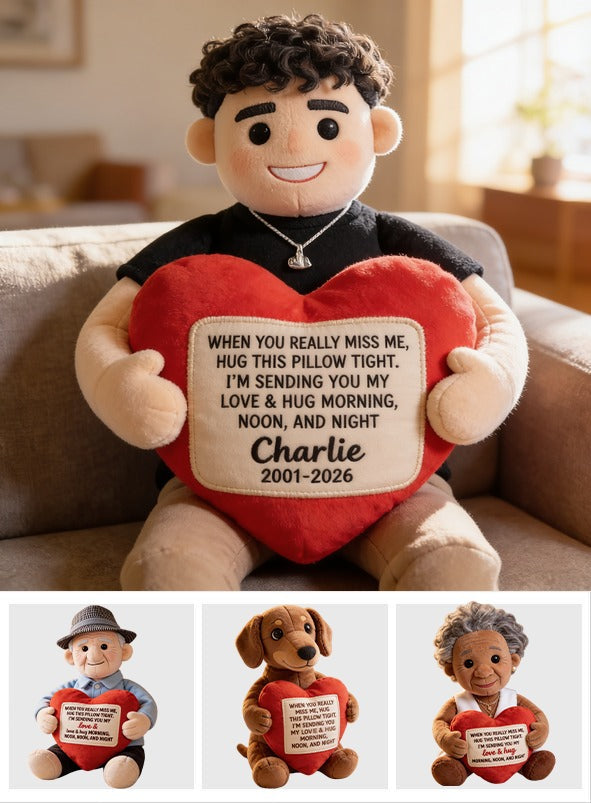 Personalized Memorial Latino Man Faux Fur Shaped Pillow Bereavement Keepsake
