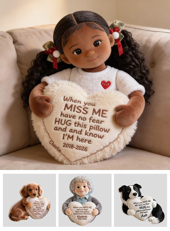 Personalized Black Little Girl Memorial Faux Fur Shaped Pillow Keepsake