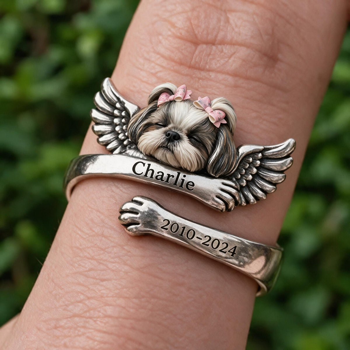 Personalized Shih Tzu Pet Memorial Adjustable Ring Remembrance Keepsake