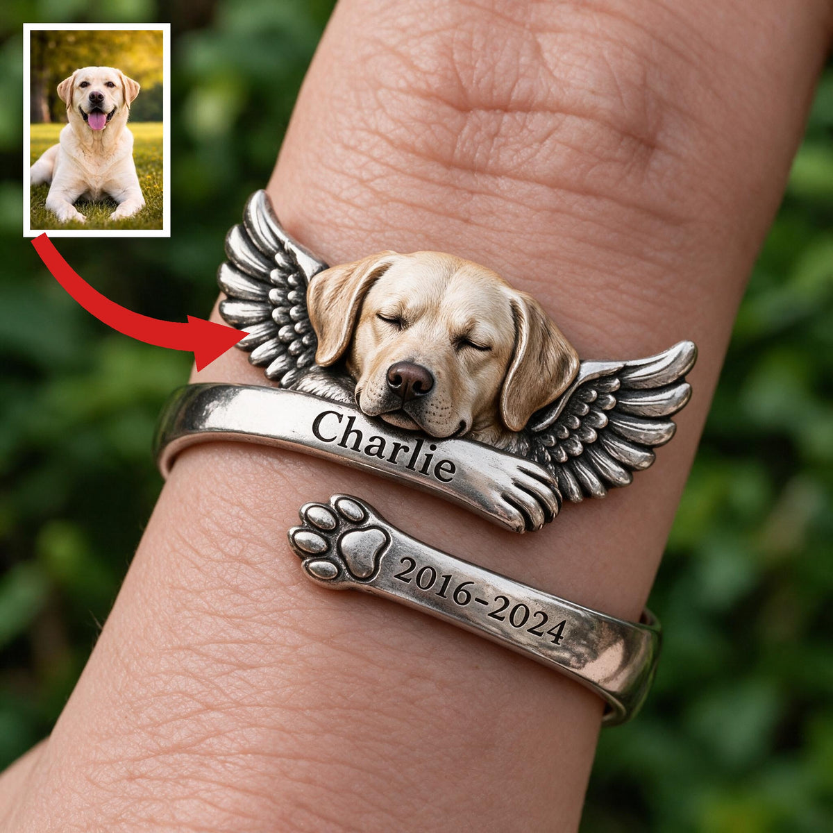 Personalized Yellow Labrador Retriever Memorial Ring Pet Loss Keepsake