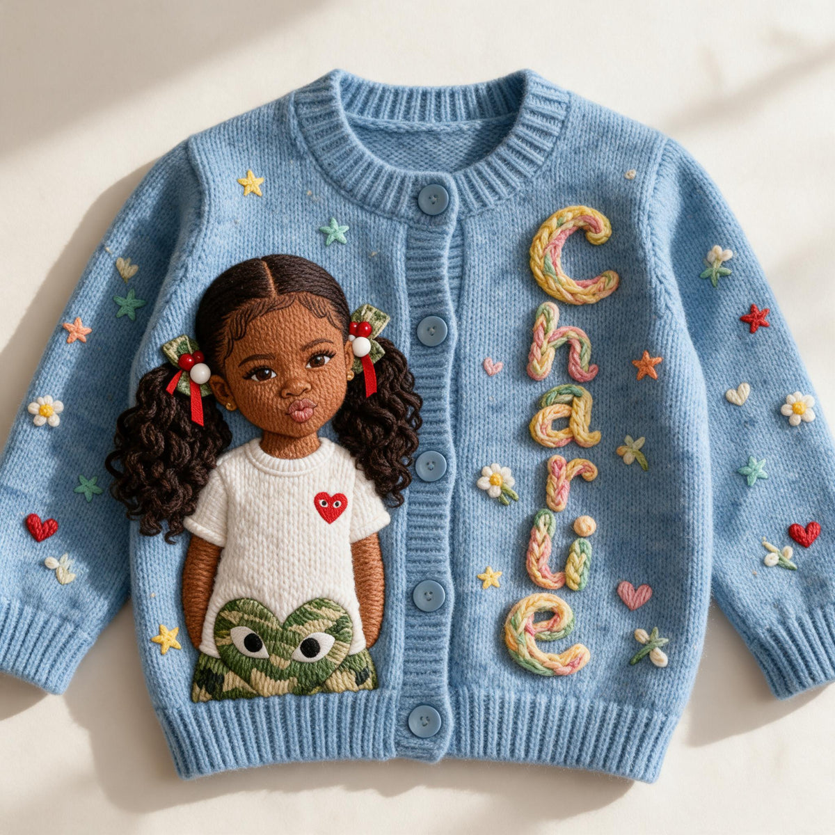 Personalized Black Little Girl Kid Cardigan Sweater Gift for Daughter Granddaughter Niece