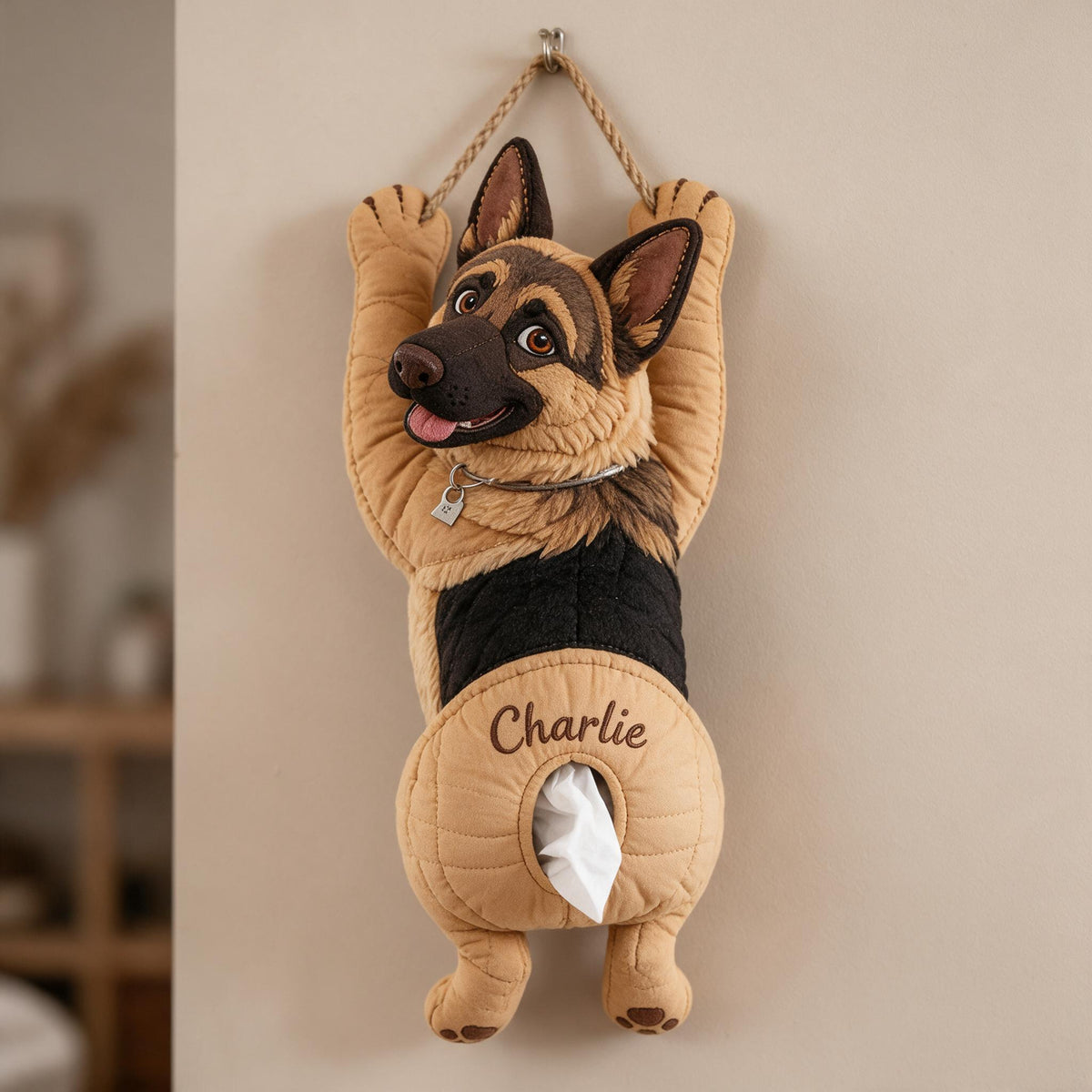 Personalized Black and Tan Adult German Shepherd Pull-Out Organizer Cute Home Storage