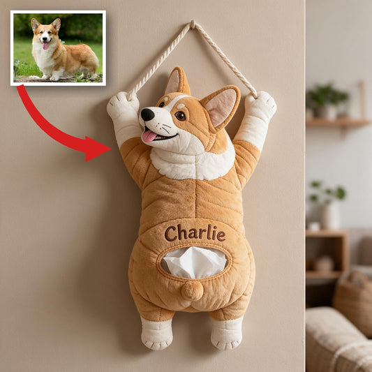 Personalized Tan and White Pembroke Welsh Corgi Pull-Out Organizer
