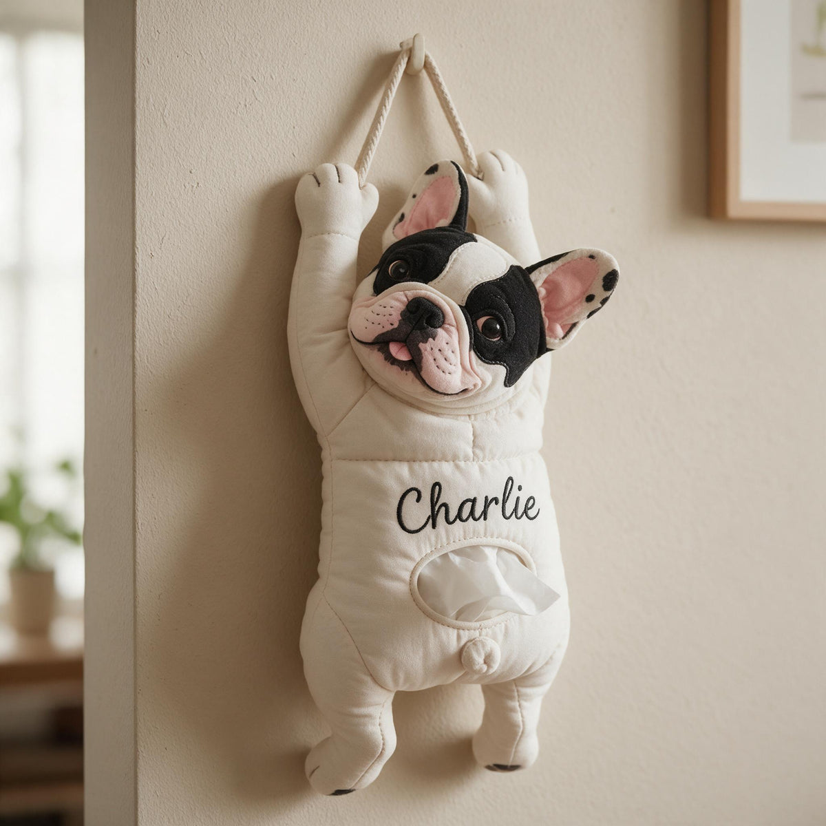 Personalized Black & White French Bulldog Pull-Out Organizer Home Storage