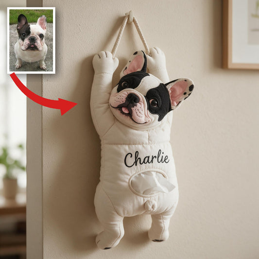 Personalized Black & White French Bulldog Pull-Out Organizer Home Storage